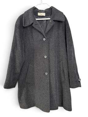 Vintage 90s Larry Levine Gray Lambswool Silk Mohair Car Coat | Womens Size M 10